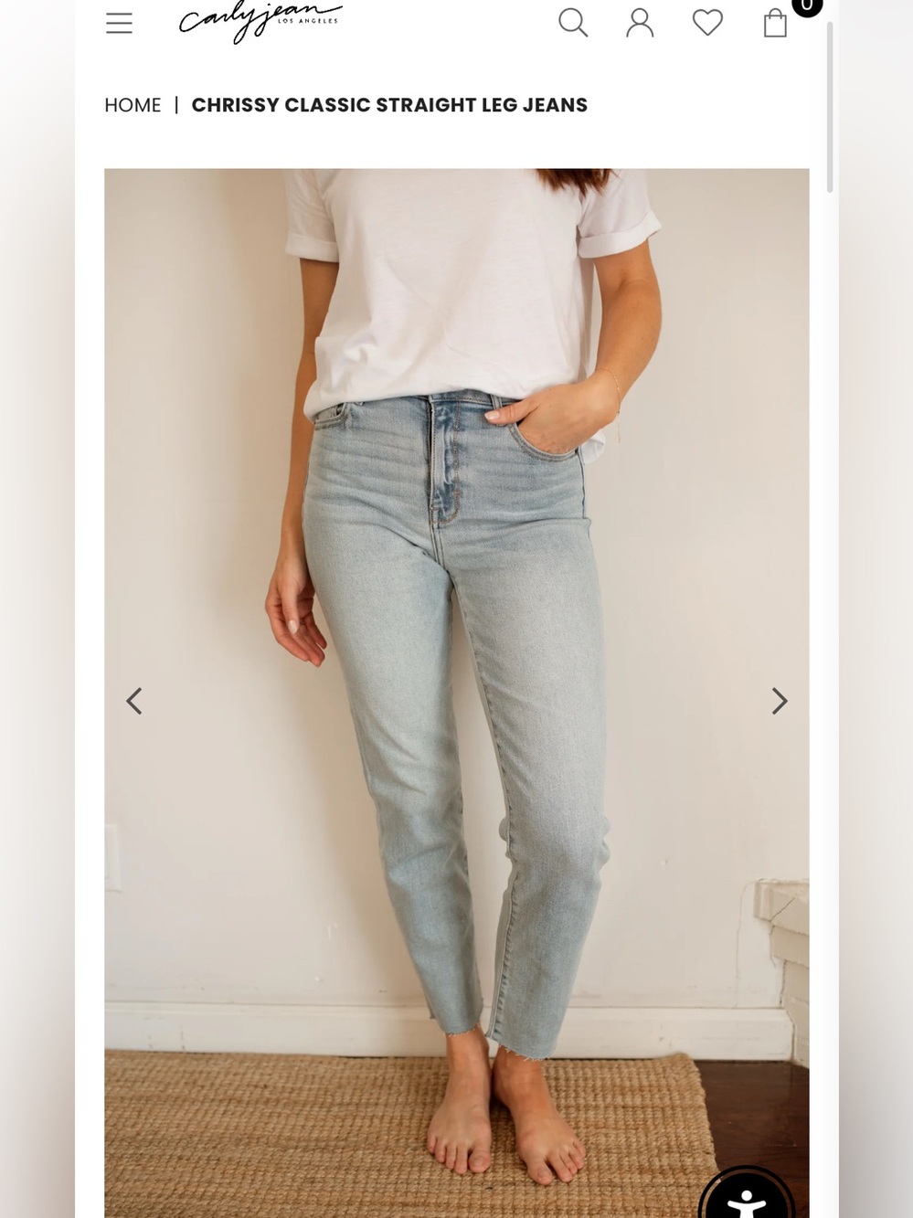 Carly Jean Los Angeles Chrissy Straight Leg Jeans — Light Blue Wash